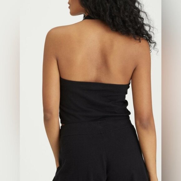 Anthropologie Sanctuary Essential Halter Top Knit Black Cropped Size L - Picture 15 of 15